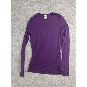 Icebreaker Shirt Womens Large Purple Long Sleeve Crew Merino Wool Top Baselayer